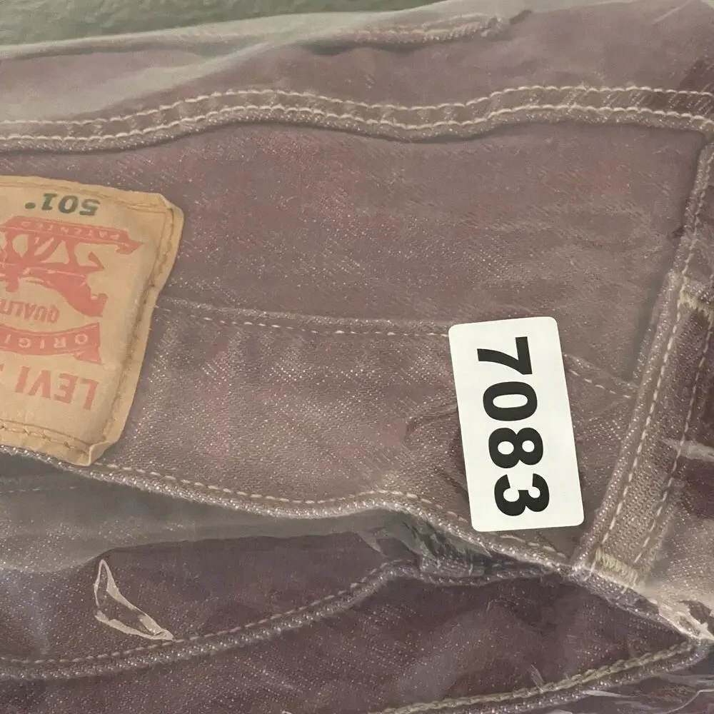 Levis 501 Jeans Mens 34x27 Pink‎ Red Cotton Straight Denim Mid Rise READ